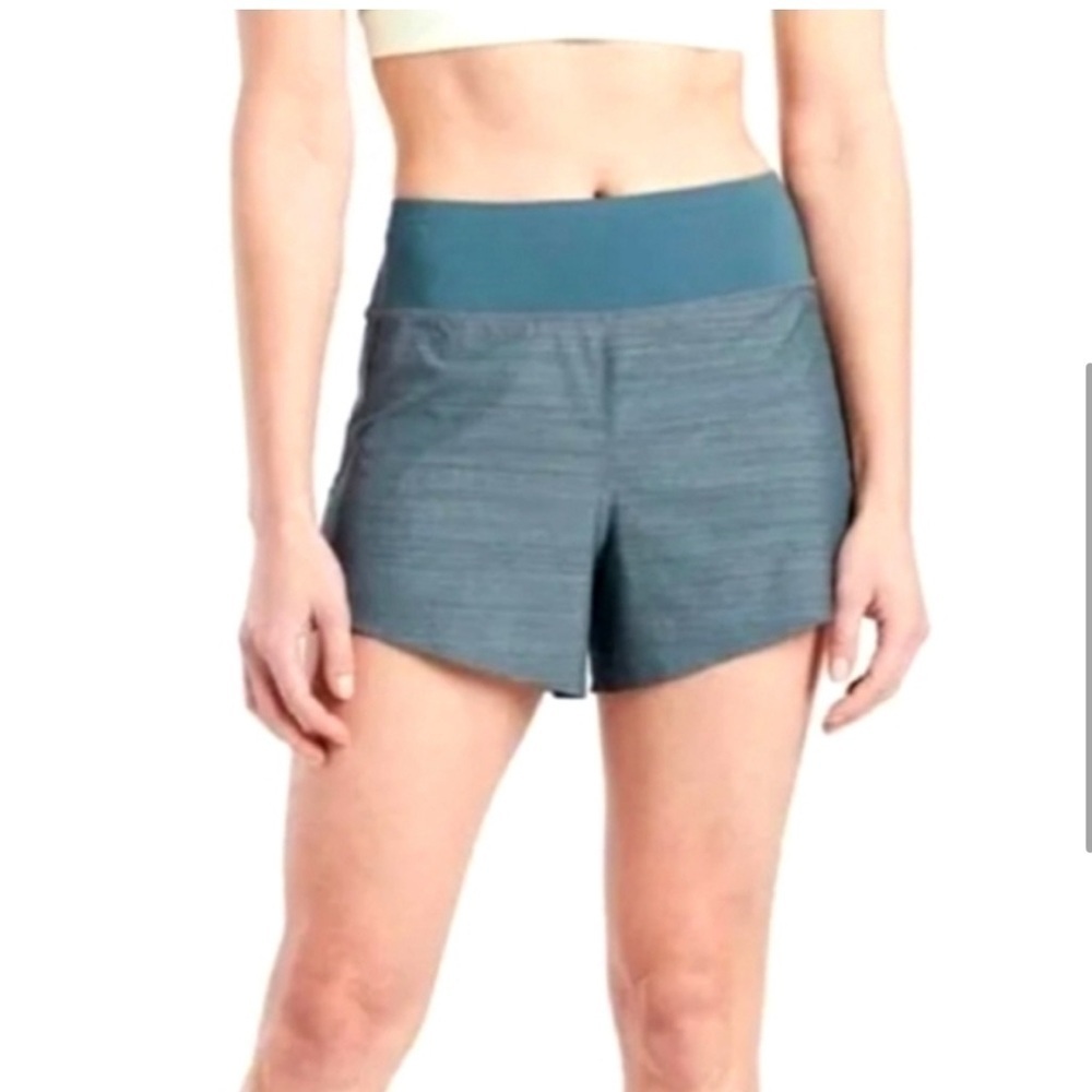 ATHLETA women’s Run with it 3.5” Textured 3.5” Shorts in Space Dye Sequoia Blue